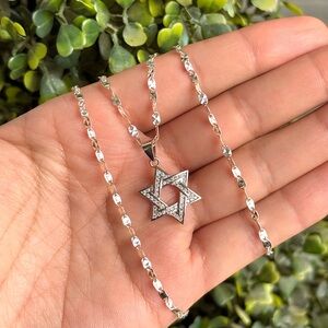 925 Sterling Silver Star of David Necklace 20inch chain\collar Estrella de David
